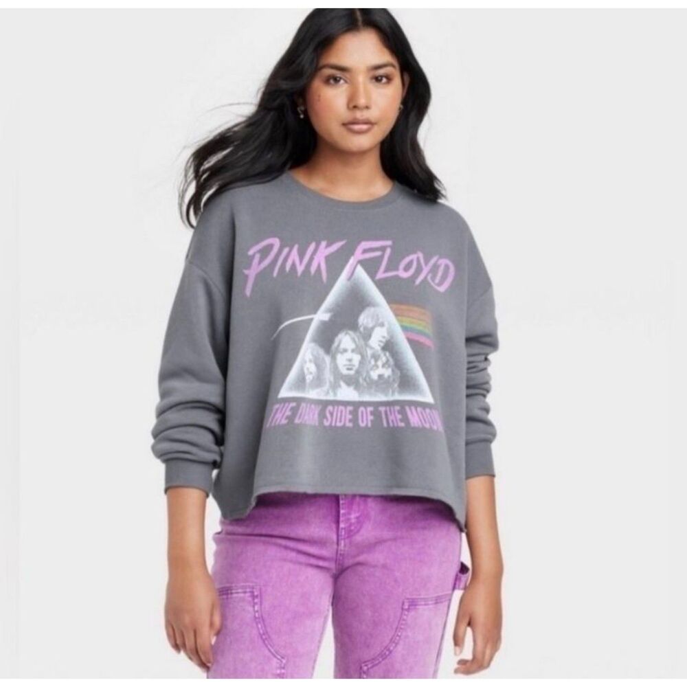Pink Floyd Dark Side Moon Grayson Threads Cropped Graphic Sweatshirt Womens S